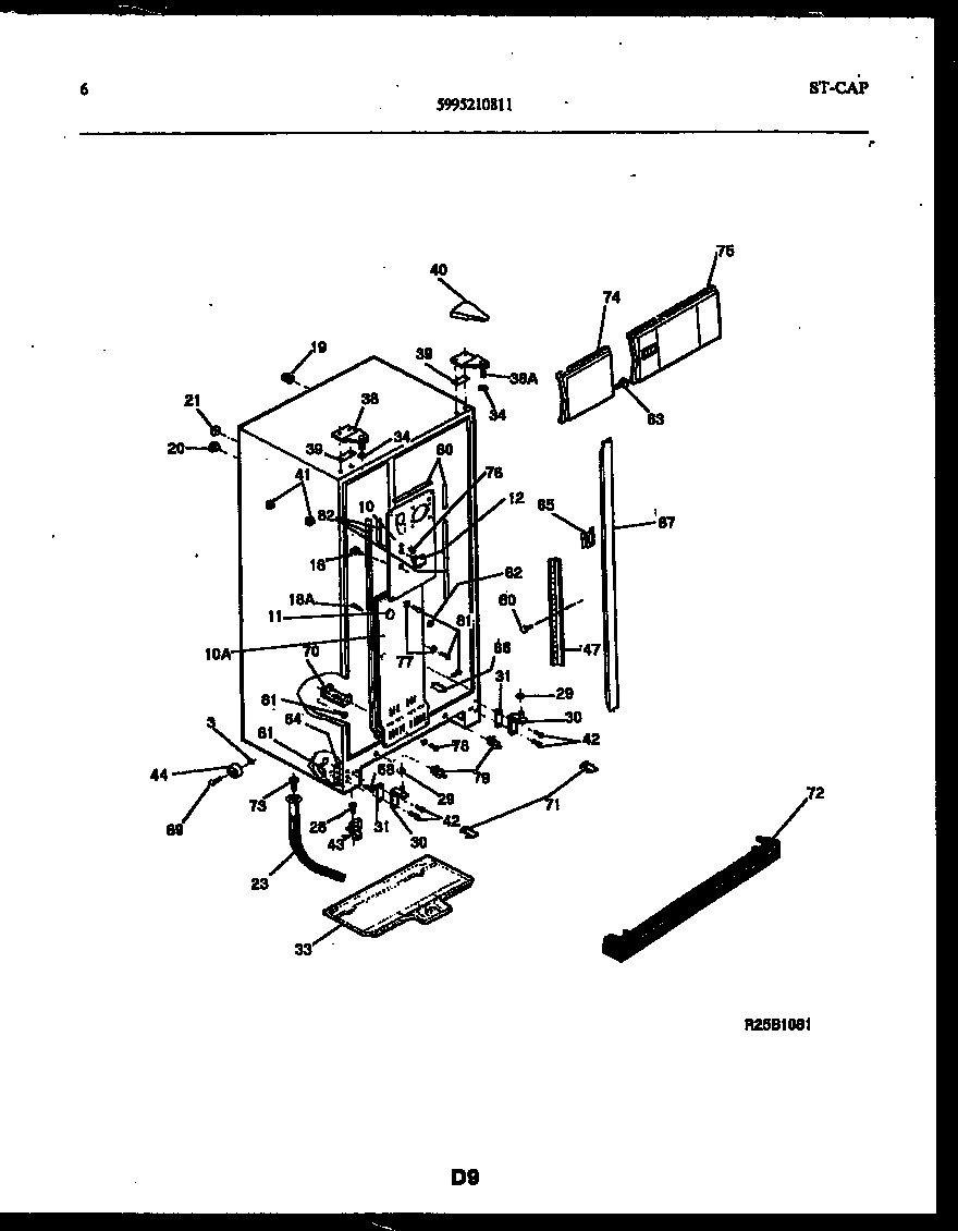 Frigidaire FPCE24VPW0 cabinet parts diagram