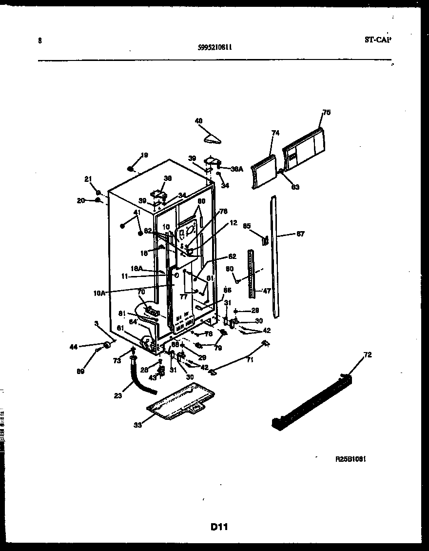 Frigidaire FPCE24VPW0 cabinet parts diagram
