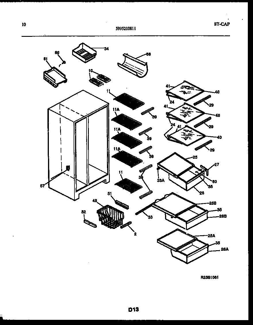 Frigidaire FPCE24VPW0 shelves and supports diagram