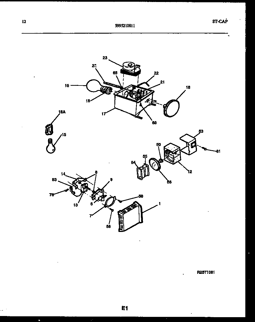 Frigidaire FPCE24VPW0 refrigerator control assembly, damper control assembly and f diagram