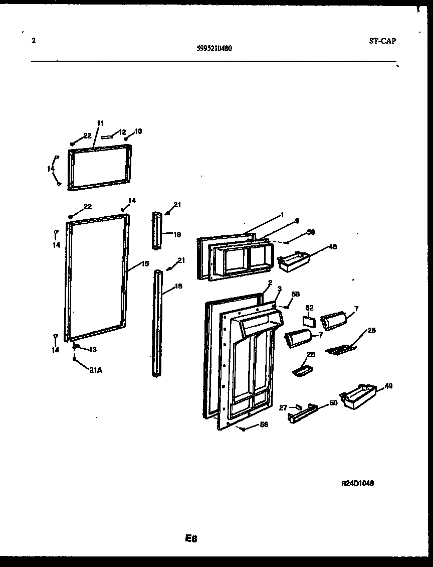 Frigidaire FPCEW21TIRW1 door parts diagram