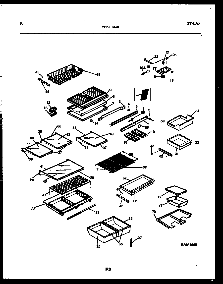 Frigidaire FPCEW21TIRW1 shelves and supports diagram