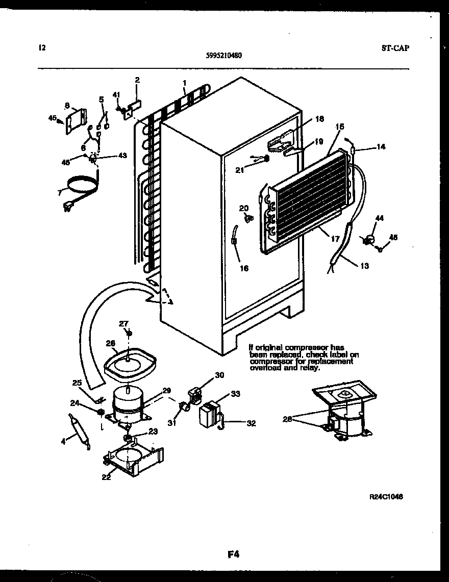 Frigidaire FPCEW21TIRW1 system and automatic defrost parts diagram