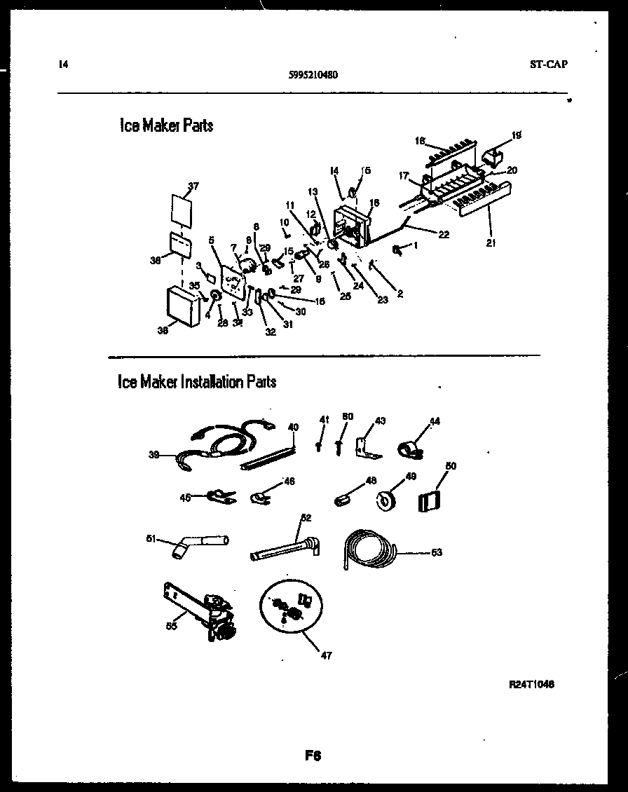 Frigidaire FPCEW21TIRW1 ice maker and installation parts diagram