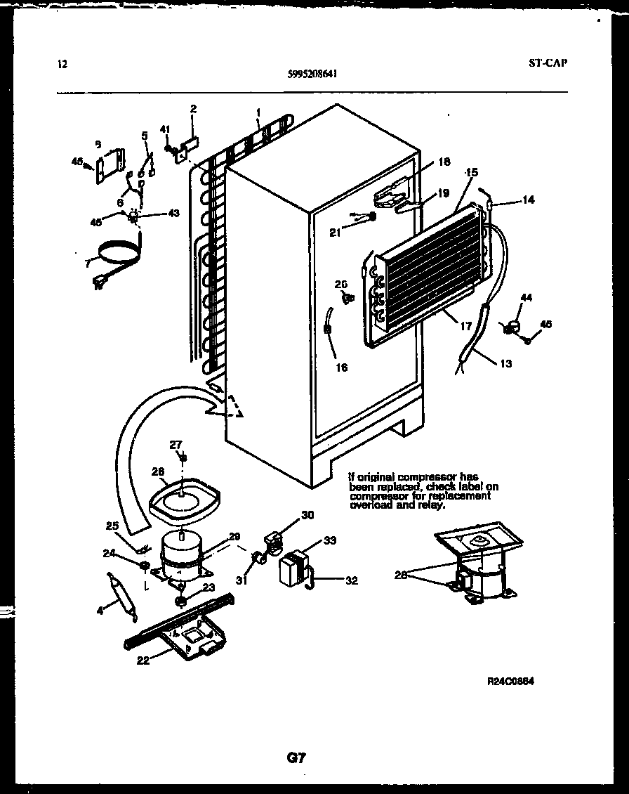 Frigidaire ATN130HK1 system and automatic defrost parts diagram