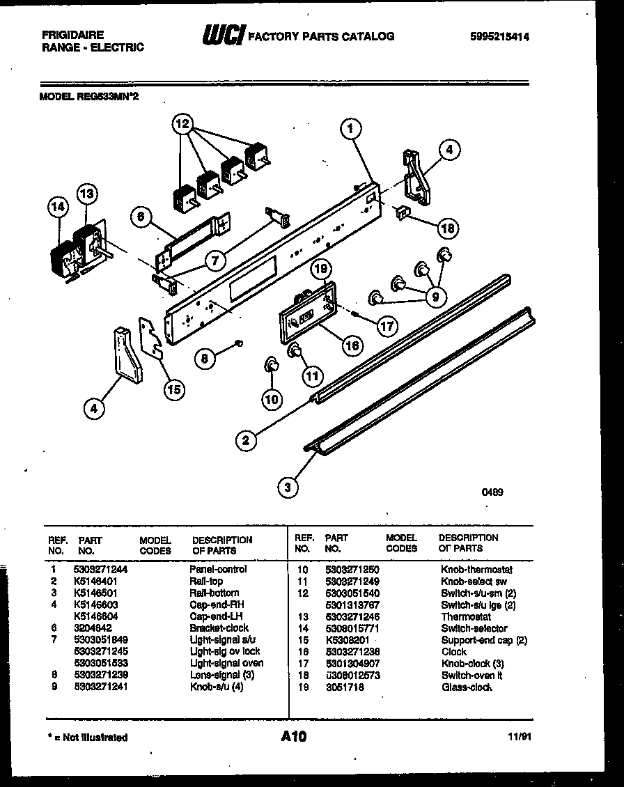 Frigidaire REG533MNW2 control panel diagram