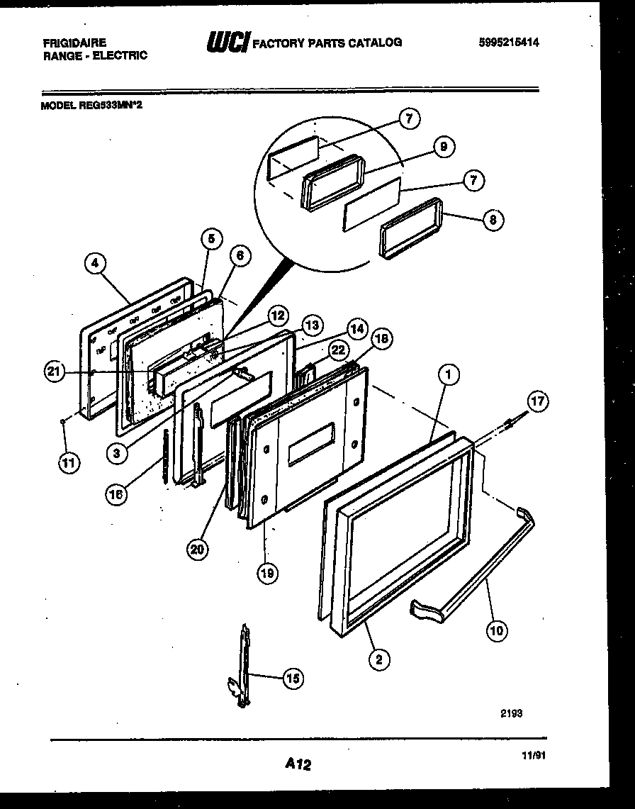 Frigidaire REG533MNW2 door parts diagram