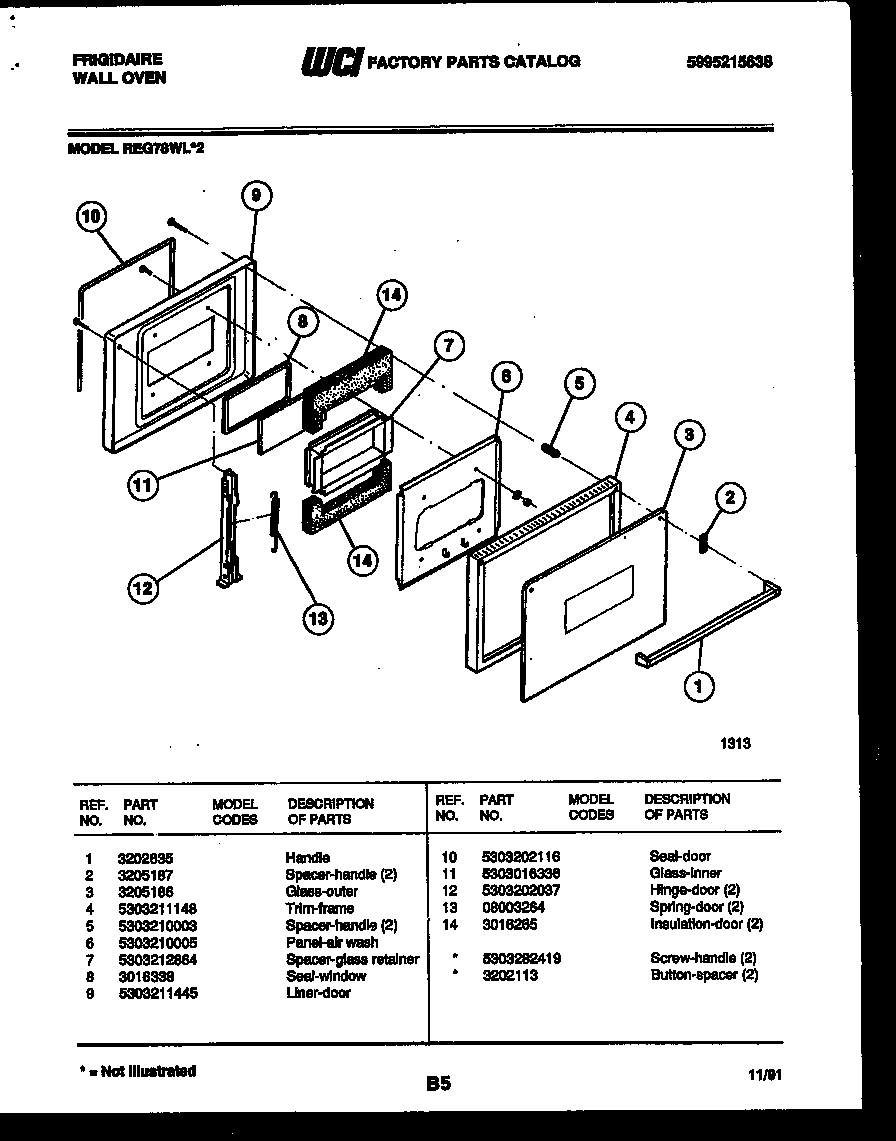 Frigidaire REG78WL2 door parts diagram