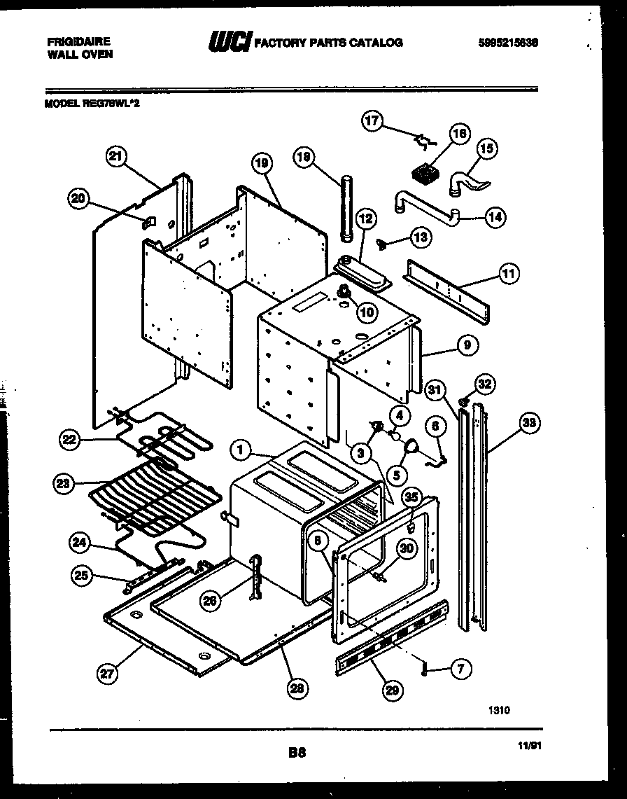 Frigidaire REG78WL2 body parts diagram