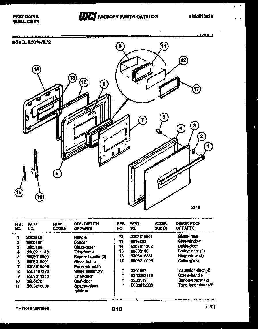 Frigidaire REG78WL2 door parts diagram