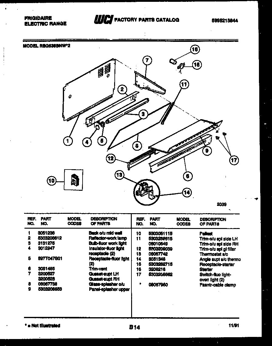 Frigidaire REG638BNW2 splasher control diagram