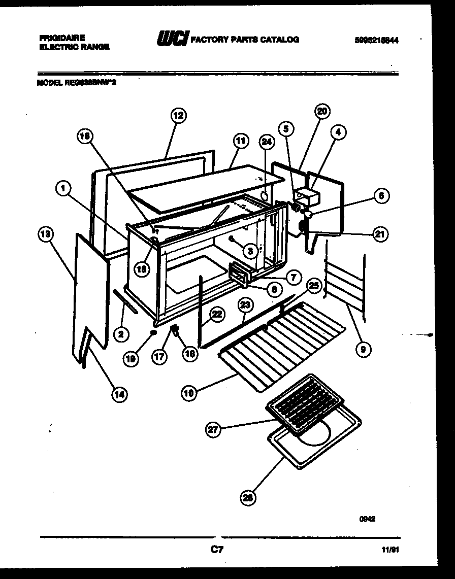 Frigidaire REG638BNW2 upper body parts diagram