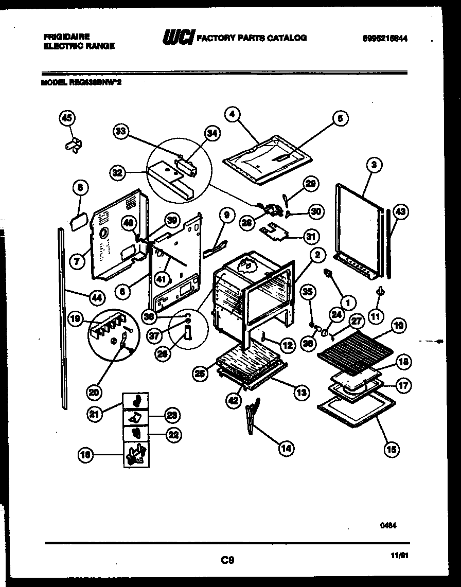 Frigidaire REG638BNW2 lower body parts diagram
