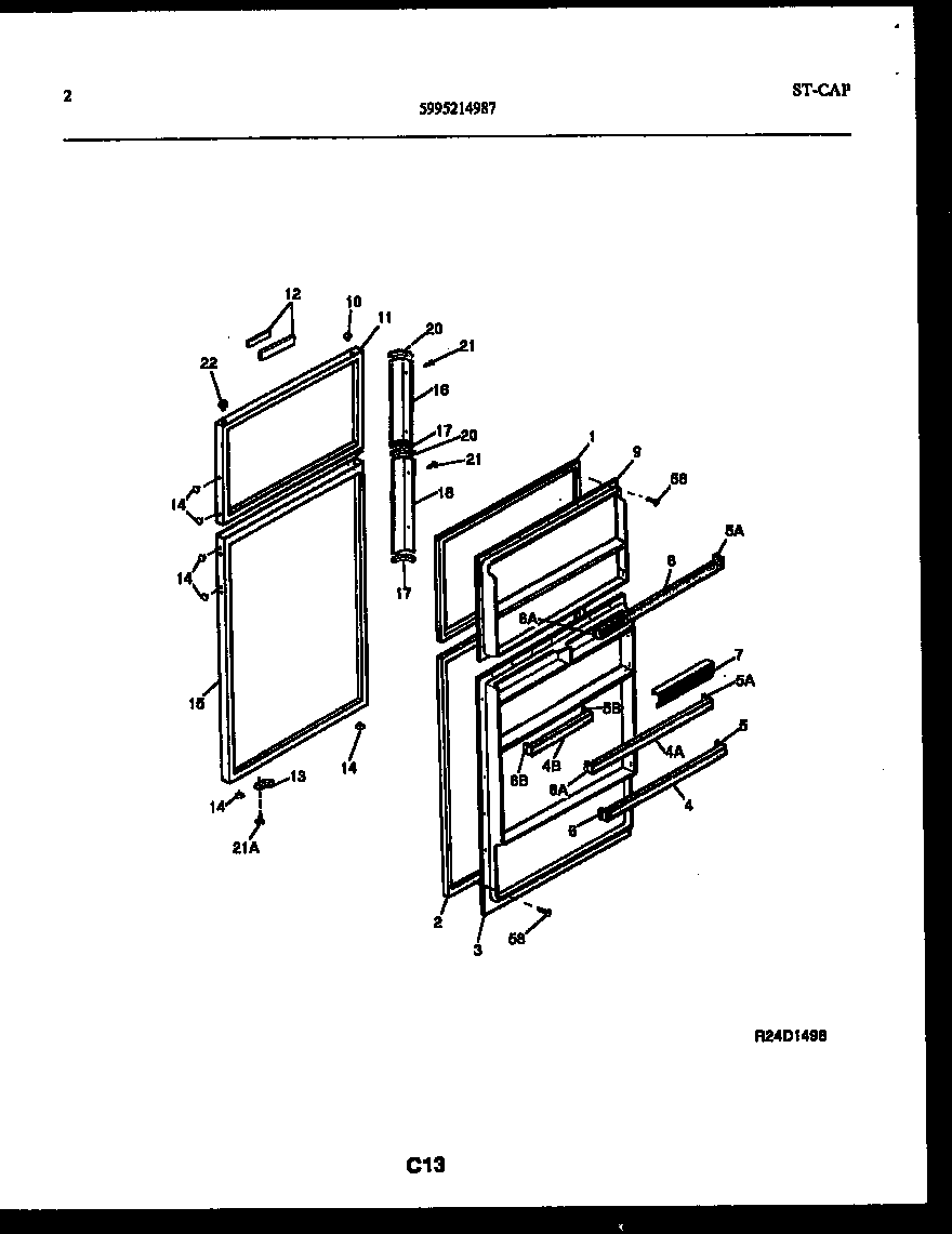 Frigidaire ATN130BK2 door parts diagram