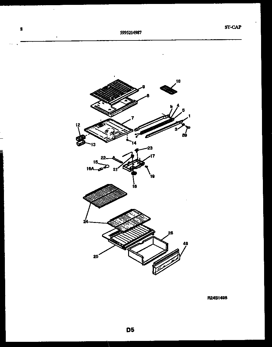 Frigidaire ATN130BK2 shelves and supports diagram