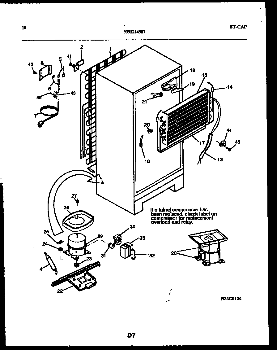 Frigidaire ATN130BK2 system and automatic defrost parts diagram