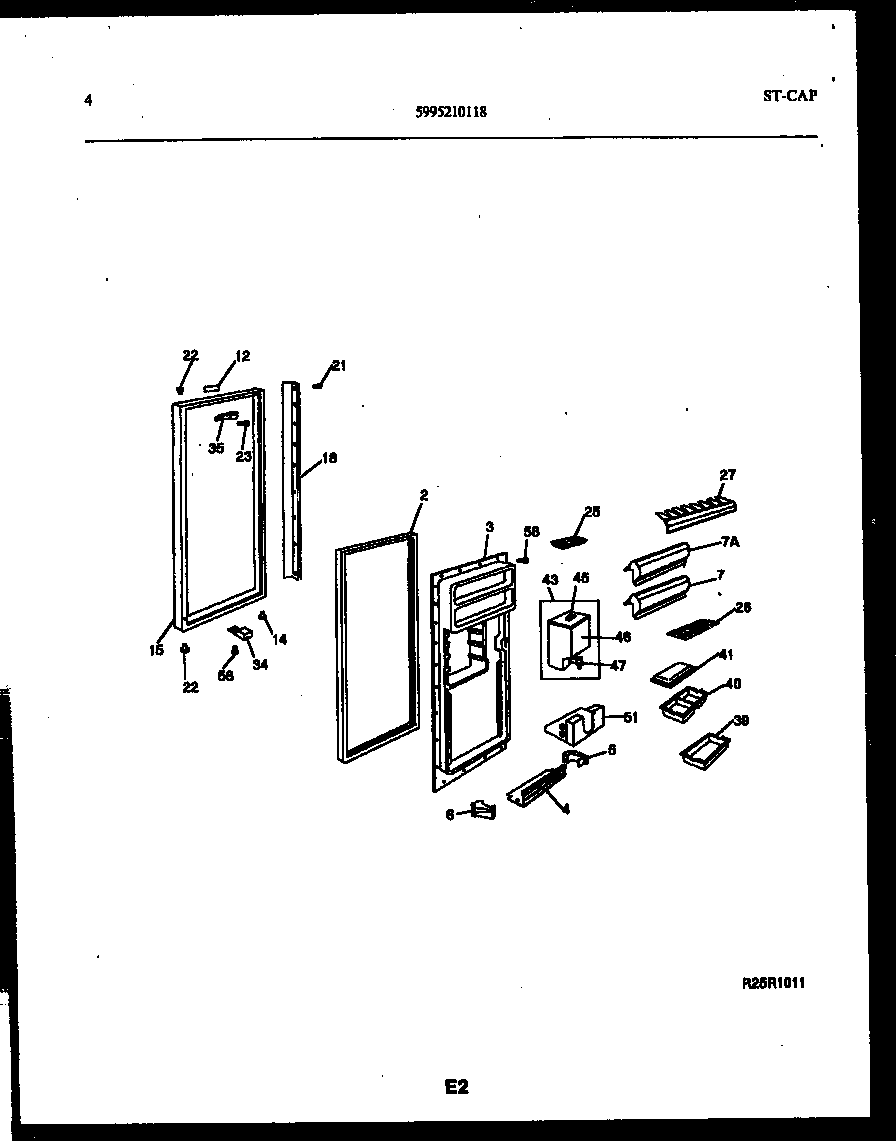 Frigidaire FPCE22V3PW0 refrigerator door parts diagram