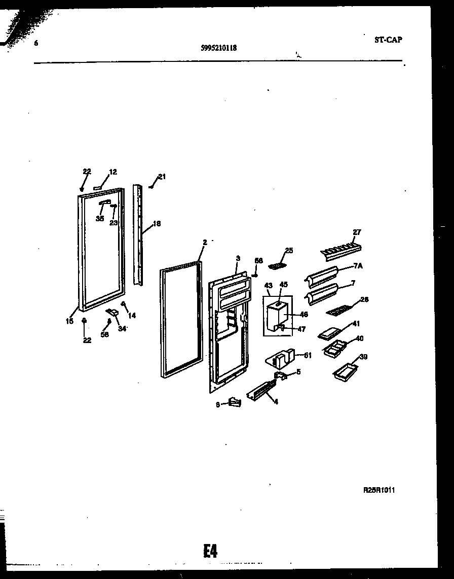 Frigidaire FPCE22V3PW0 refrigerator door parts diagram