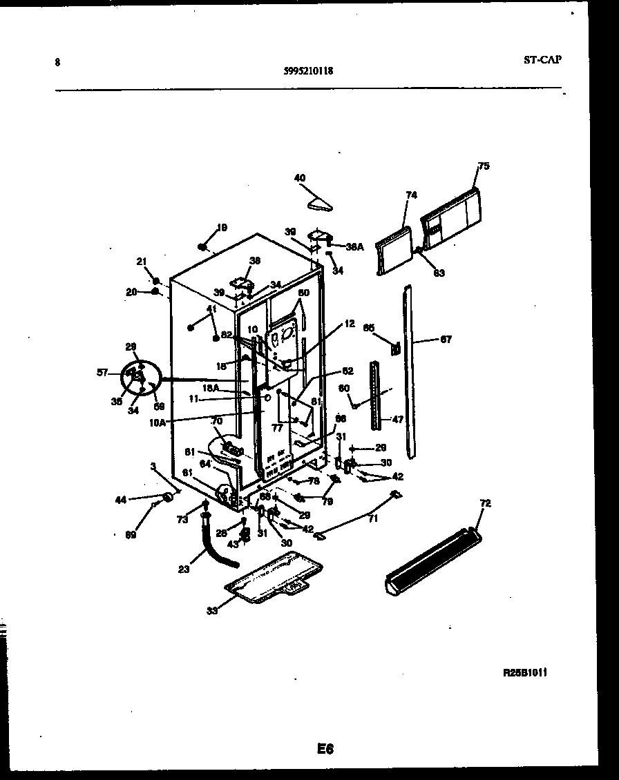 Frigidaire FPCE22V3PW0 cabinet parts diagram