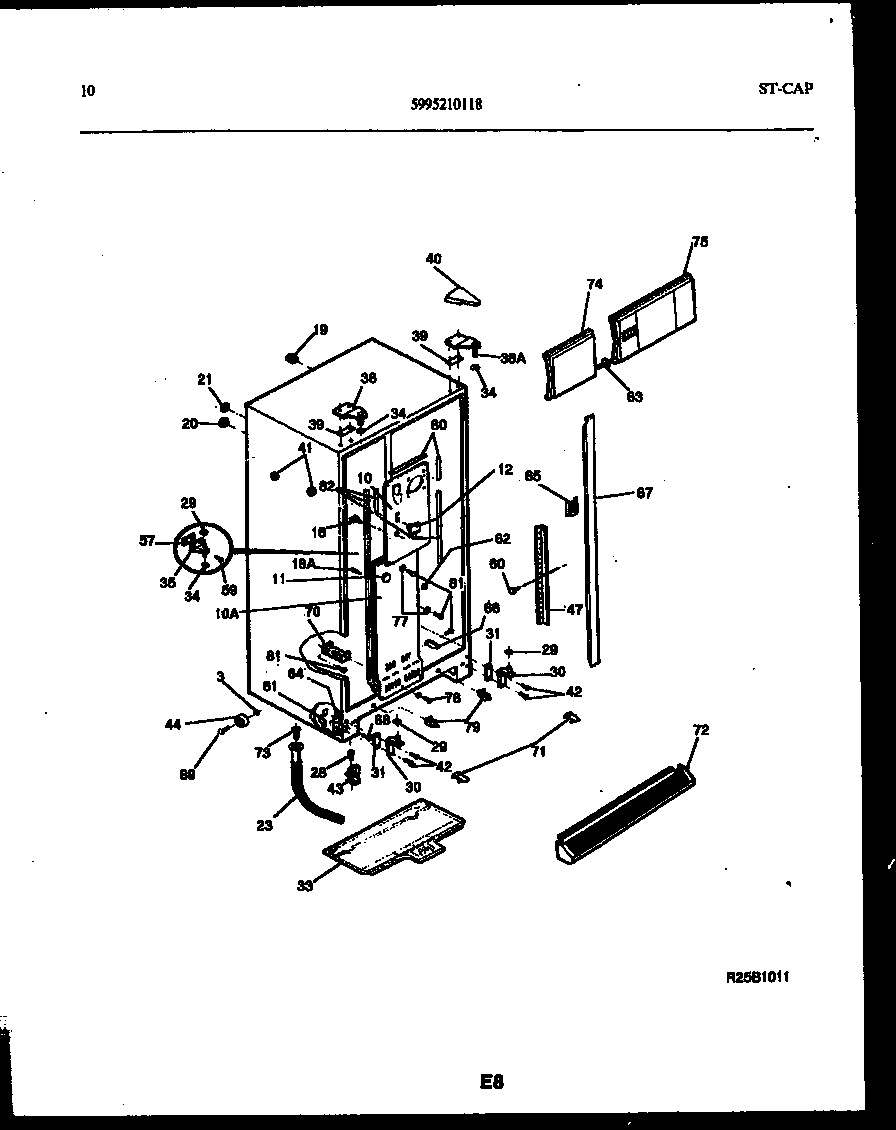 Frigidaire FPCE22V3PW0 cabinet parts diagram
