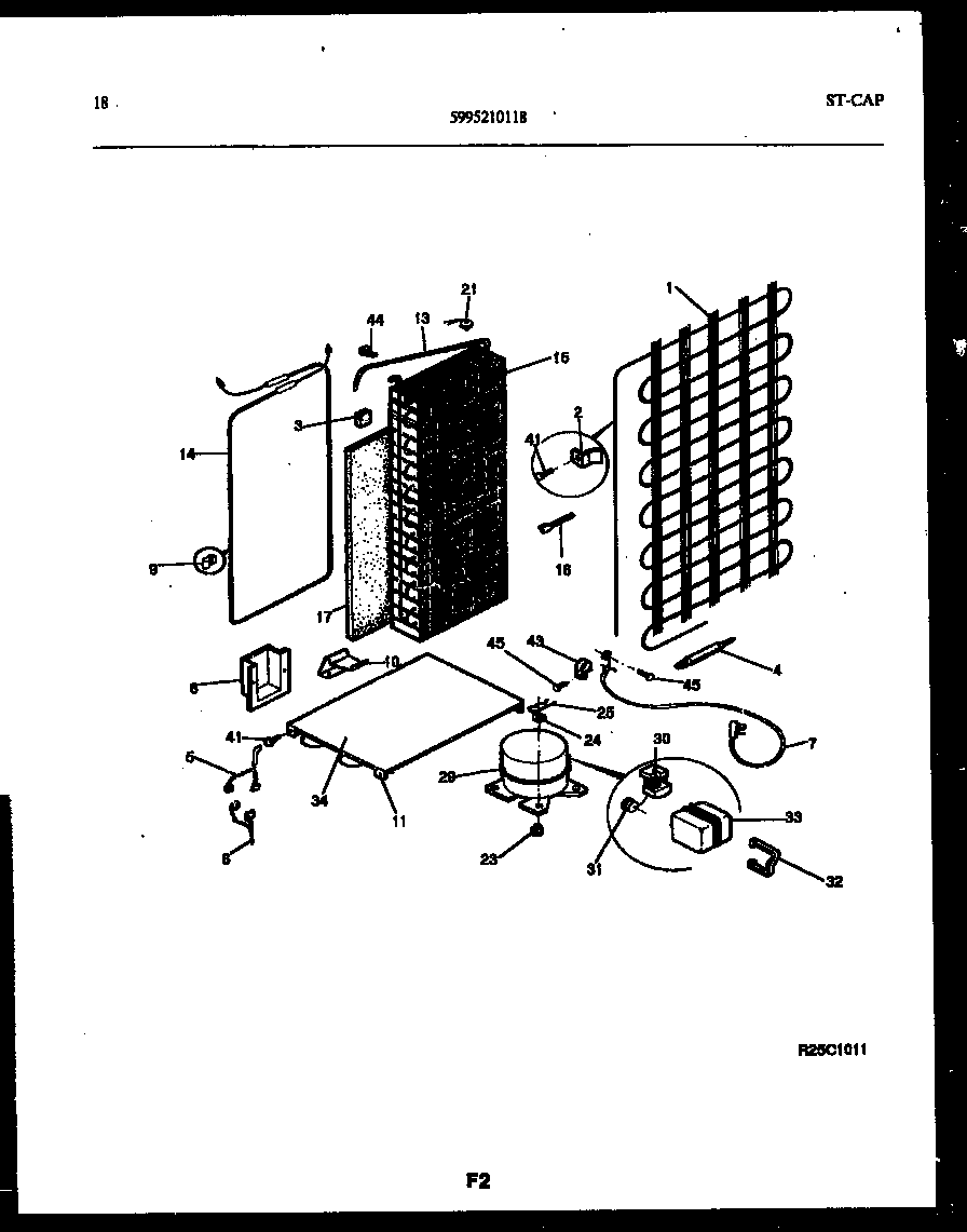 Frigidaire FPCE22V3PW0 system and automatic defrost parts diagram