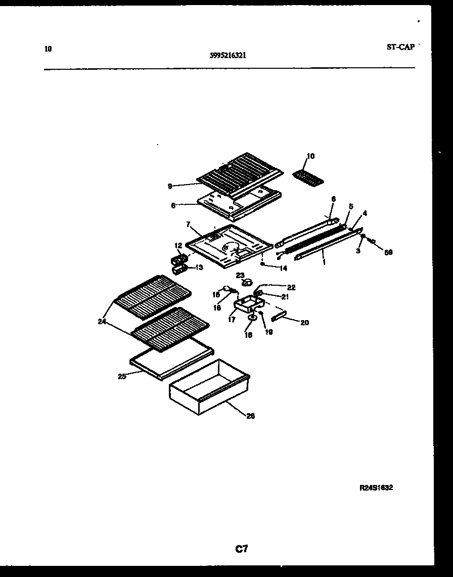Frigidaire FPD14TPH1 shelves and supports diagram