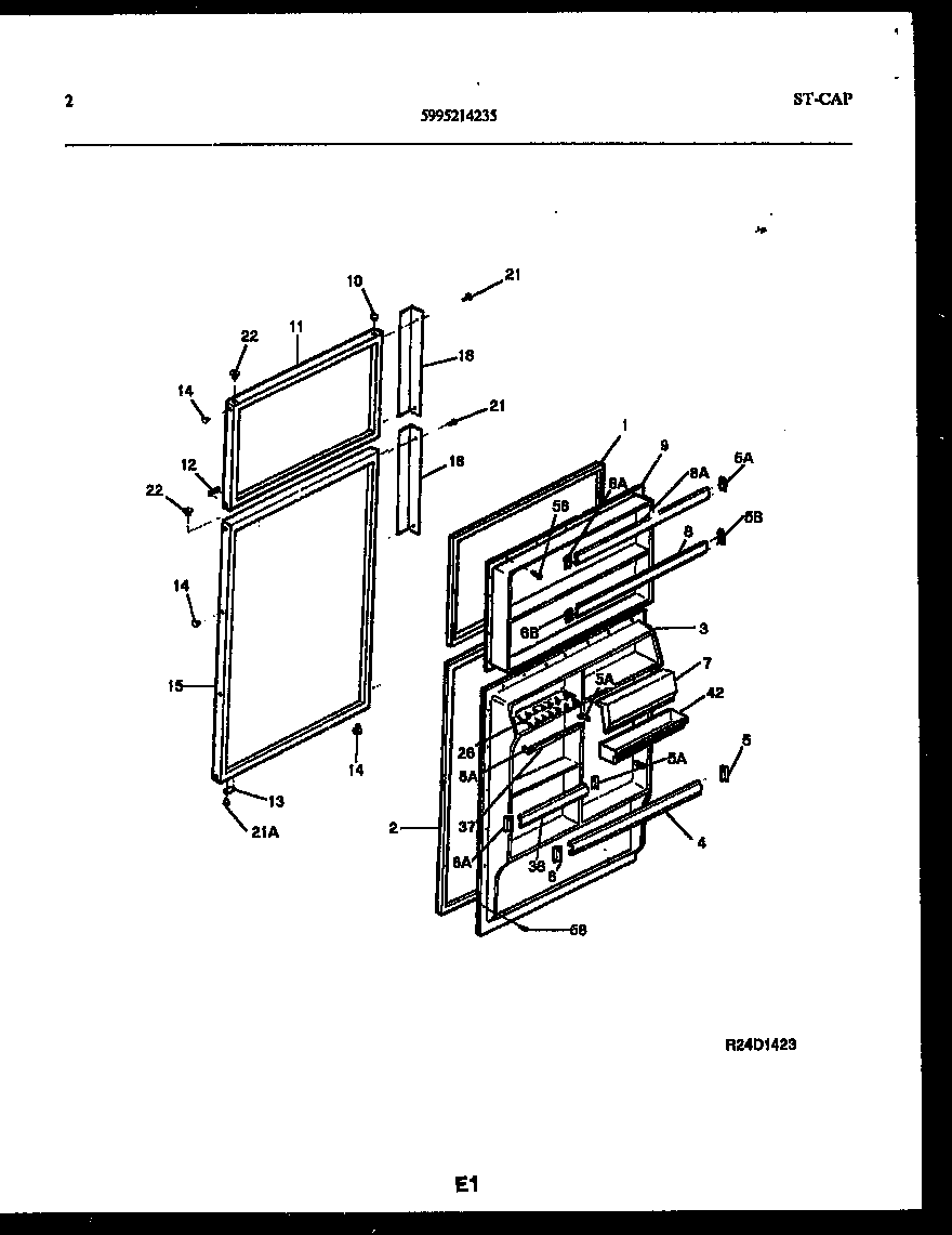 Frigidaire FPW18TPL1 door parts diagram