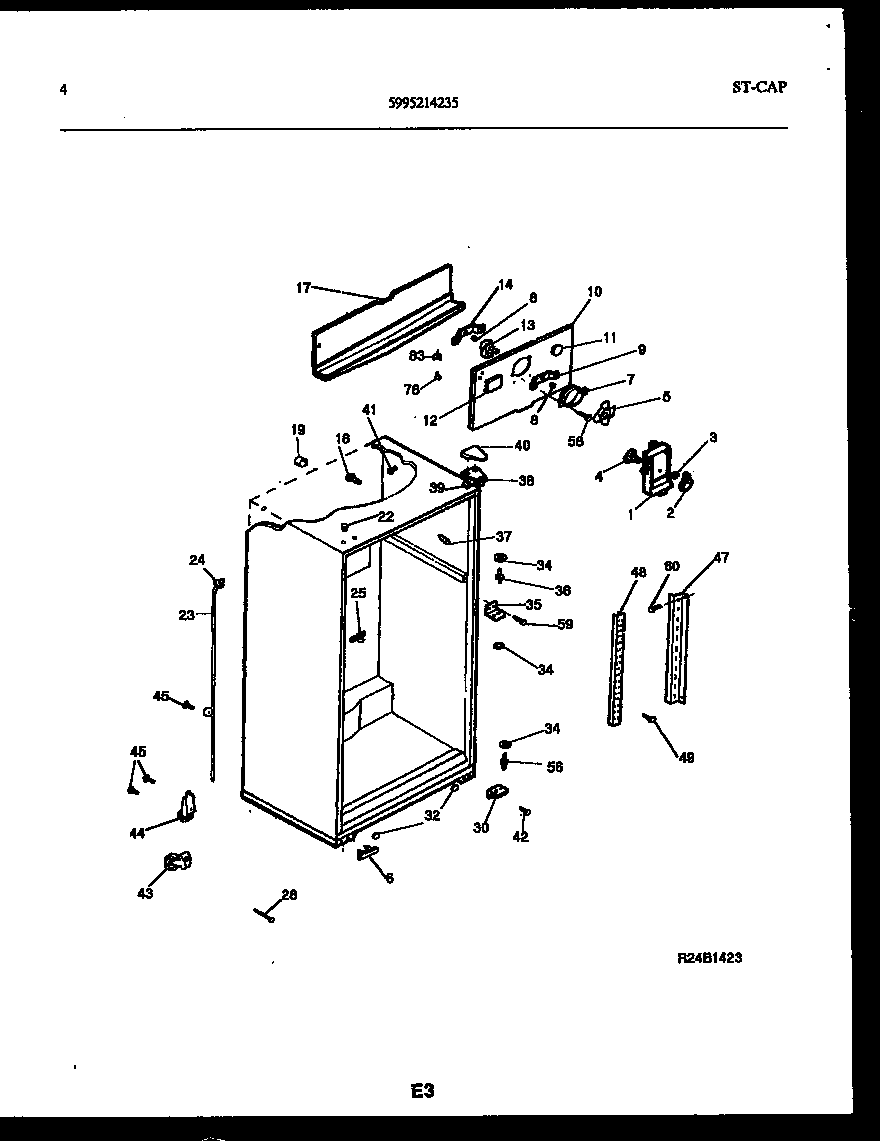 Frigidaire FPW18TPL1 cabinet parts diagram