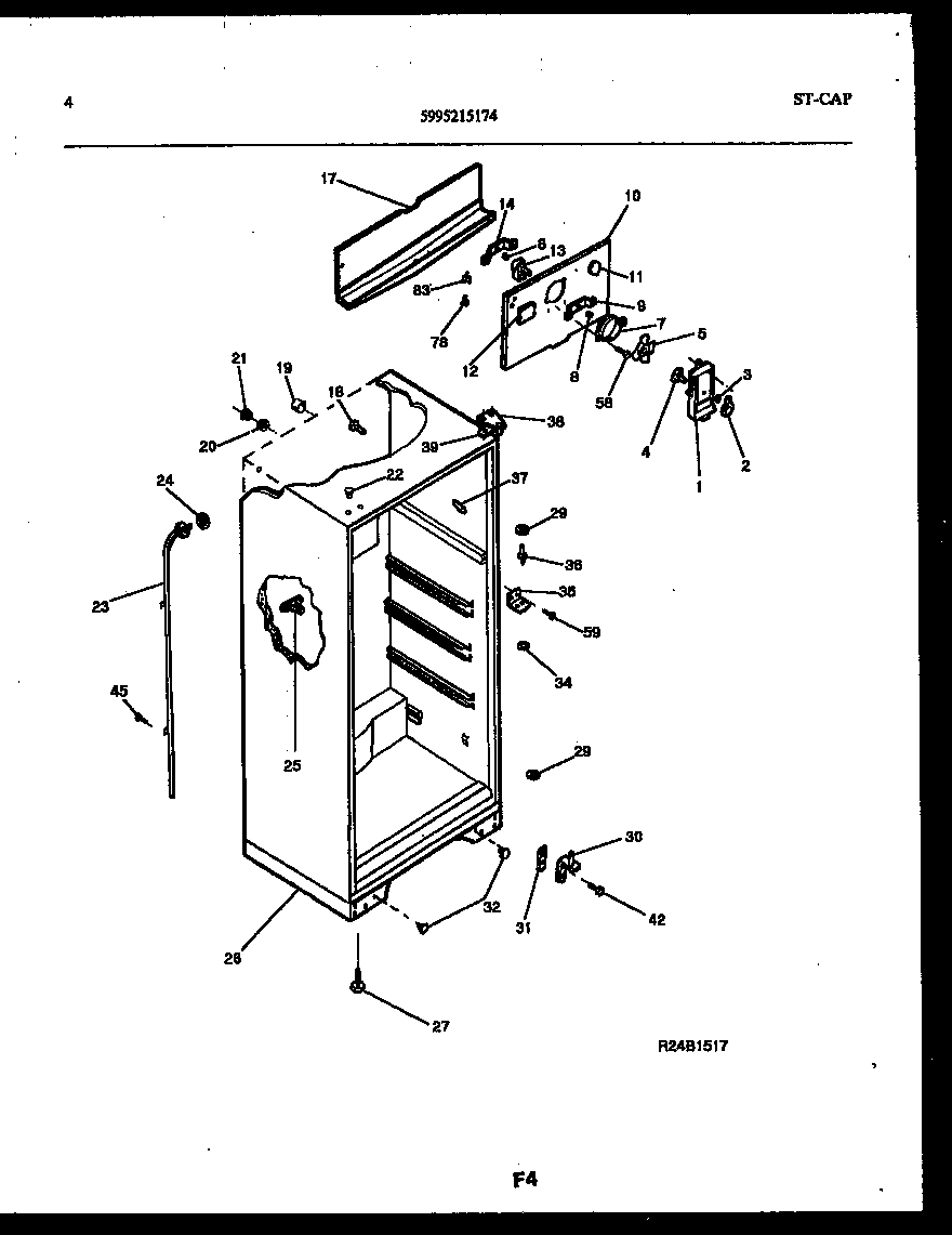 Frigidaire FP18TLW6 cabinet parts diagram