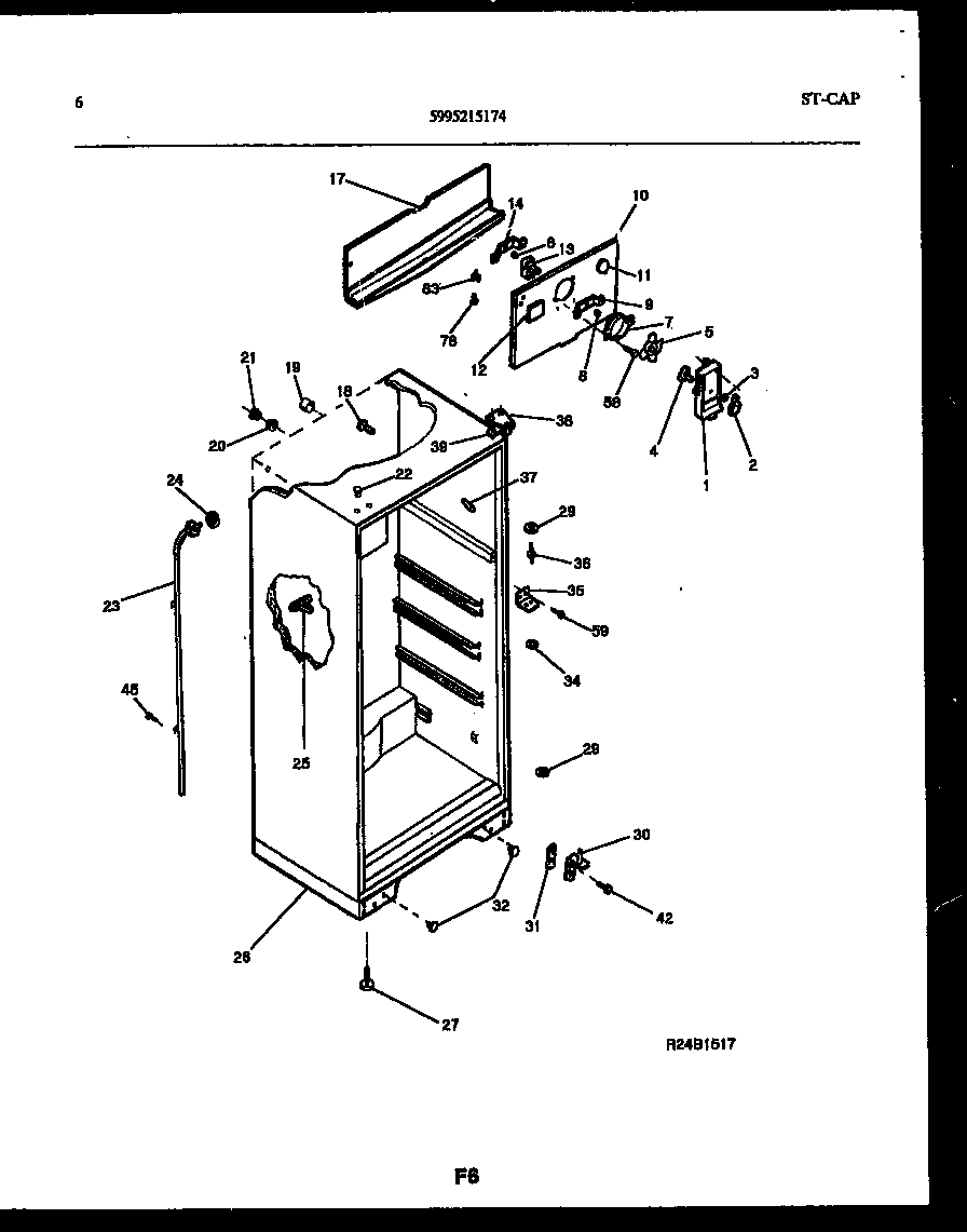 Frigidaire FP18TLW6 cabinet parts diagram
