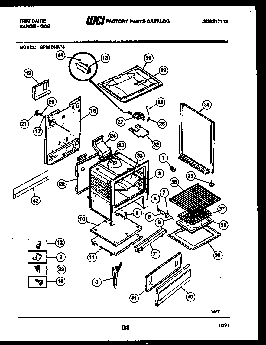 Frigidaire GP32BNW4 body parts diagram