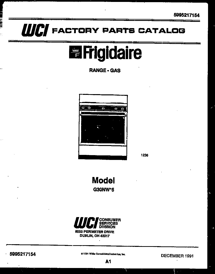 Frigidaire G30NW5 cover diagram