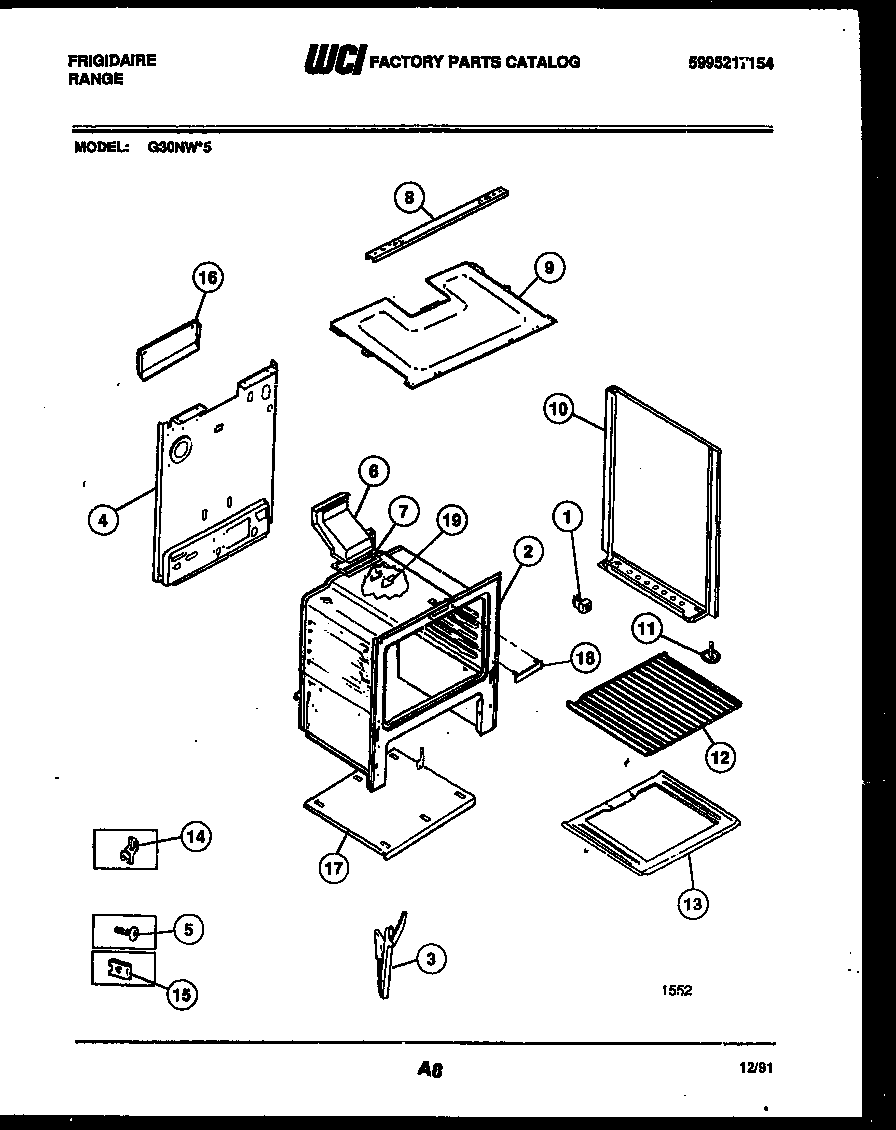 Frigidaire G30NW5 body parts diagram
