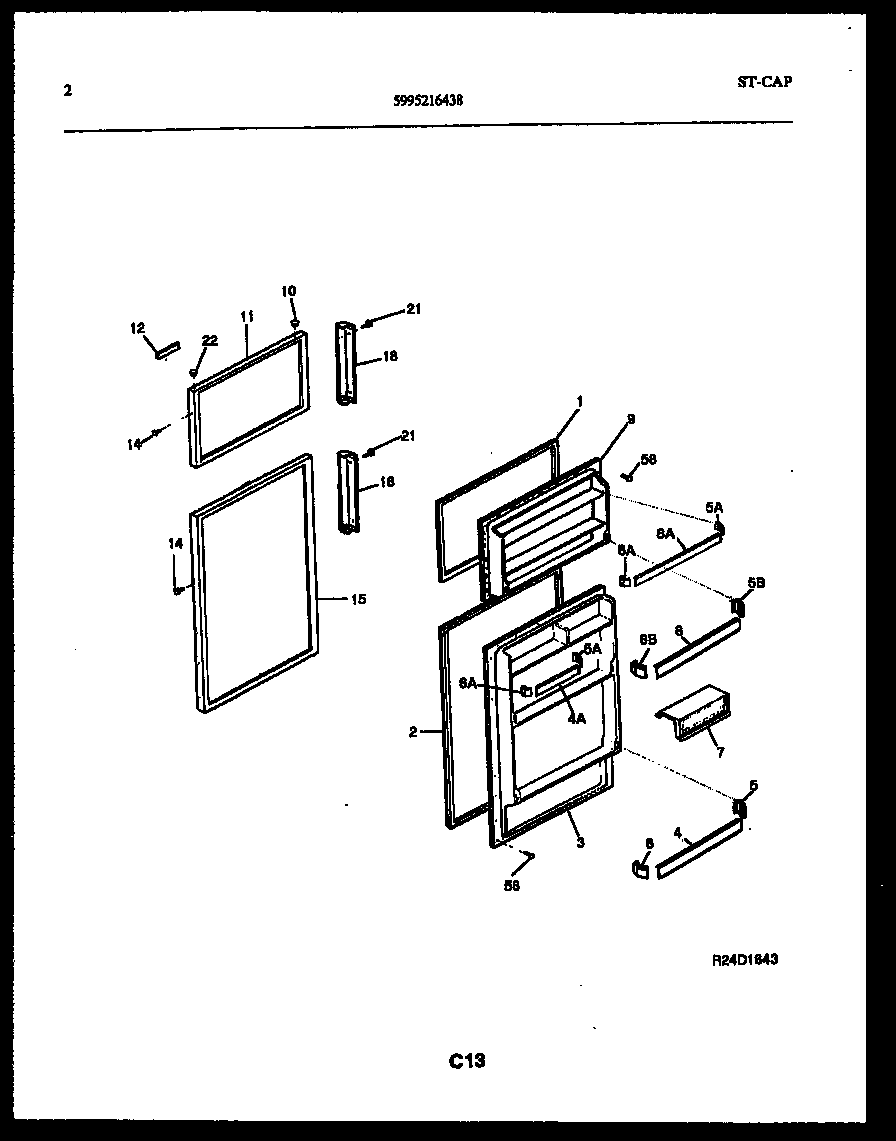 Frigidaire FPDA18TPLW1 door parts diagram
