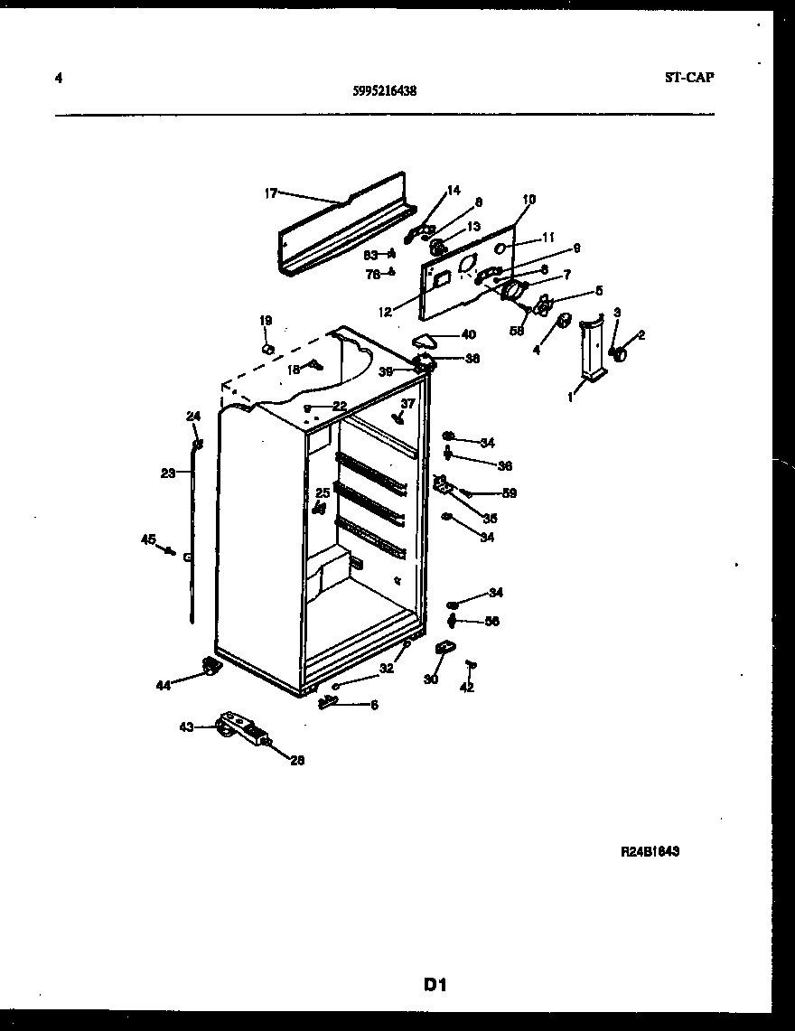 Frigidaire FPDA18TPLW1 cabinet parts diagram
