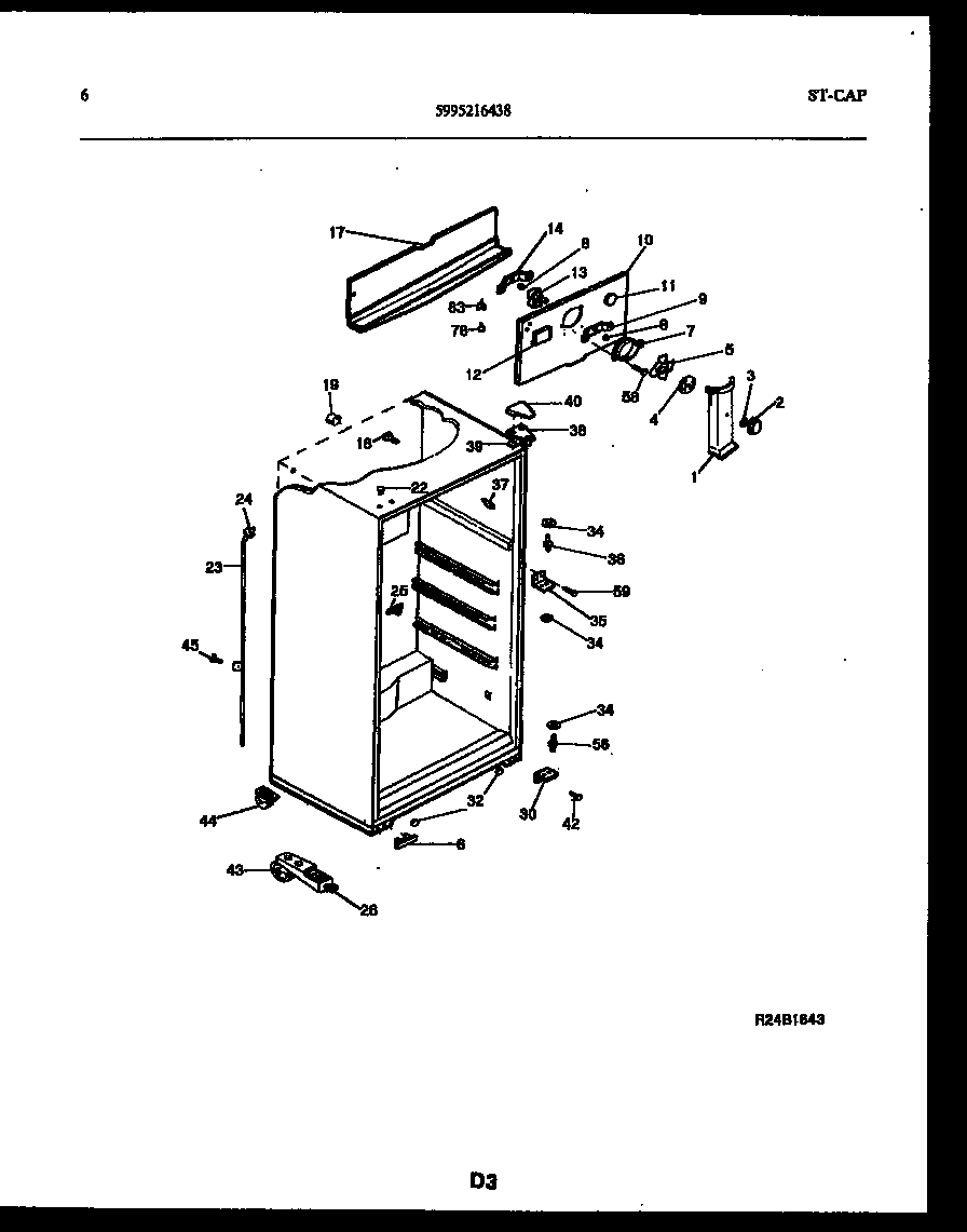 Frigidaire FPDA18TPLW1 cabinet parts diagram