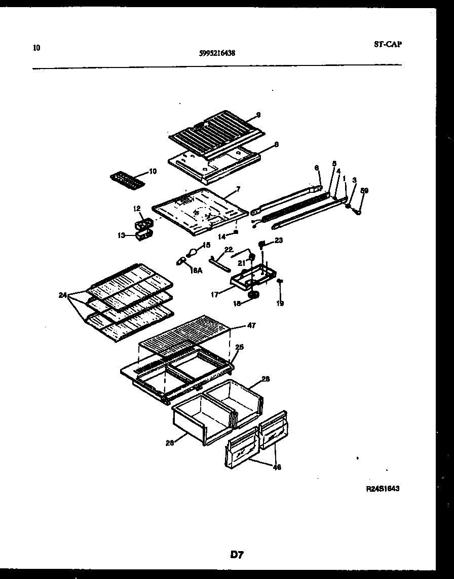 Frigidaire FPDA18TPLW1 shelves and supports diagram