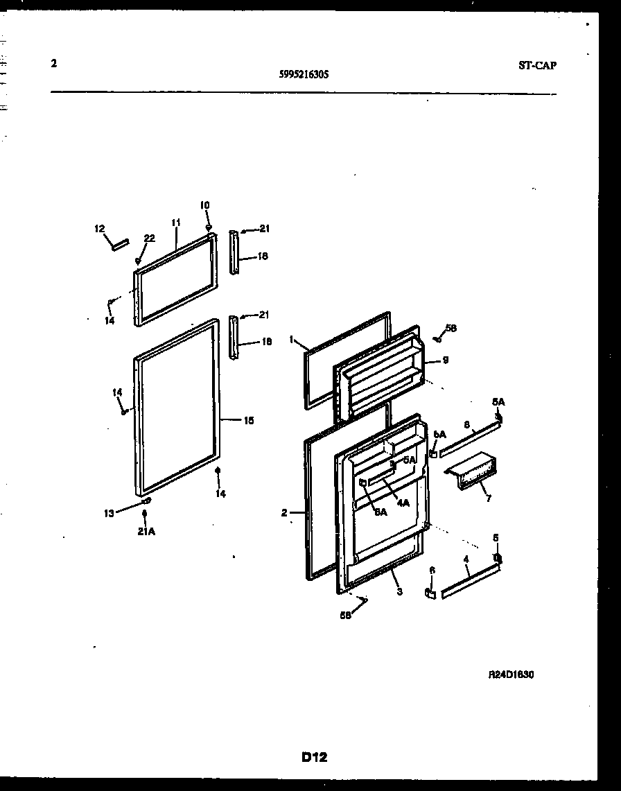 Frigidaire FPD17TPW1 door parts diagram