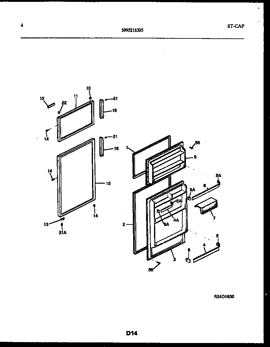 Frigidaire FPD17TPW1 door parts diagram