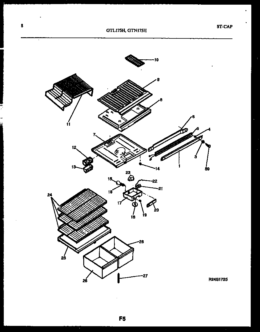 Gibson GTL175HH4 shelves and supports diagram