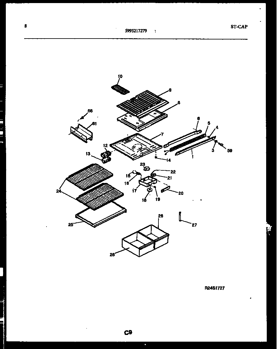 White-Westinghouse GTN160HK1 shelves and supports diagram