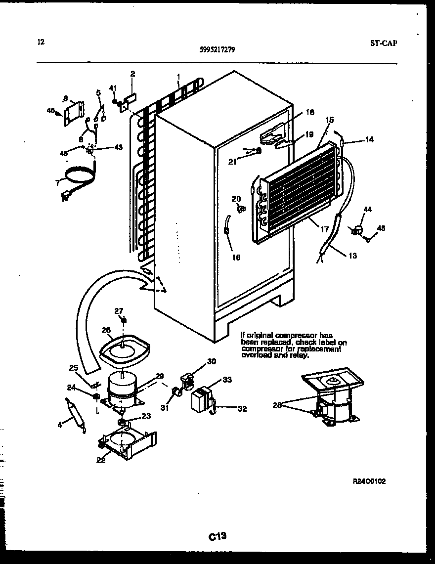 White-Westinghouse GTN160HK1 system and automatic defrost parts diagram