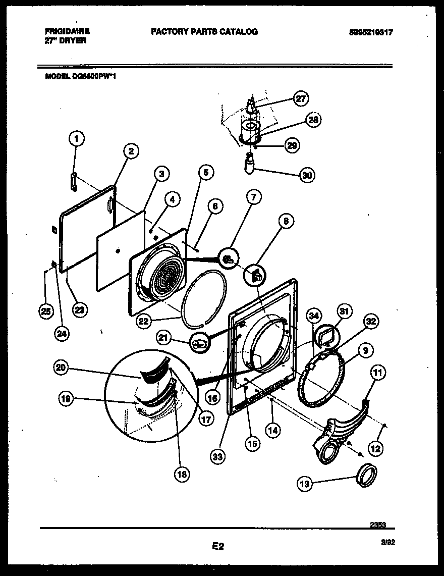 Frigidaire DG8600PW1 door parts diagram