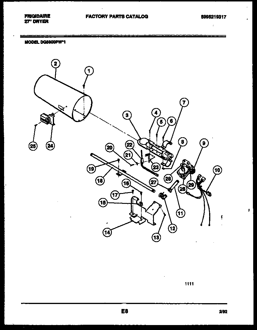 Frigidaire DG8600PW1 burner, igniter and valve diagram
