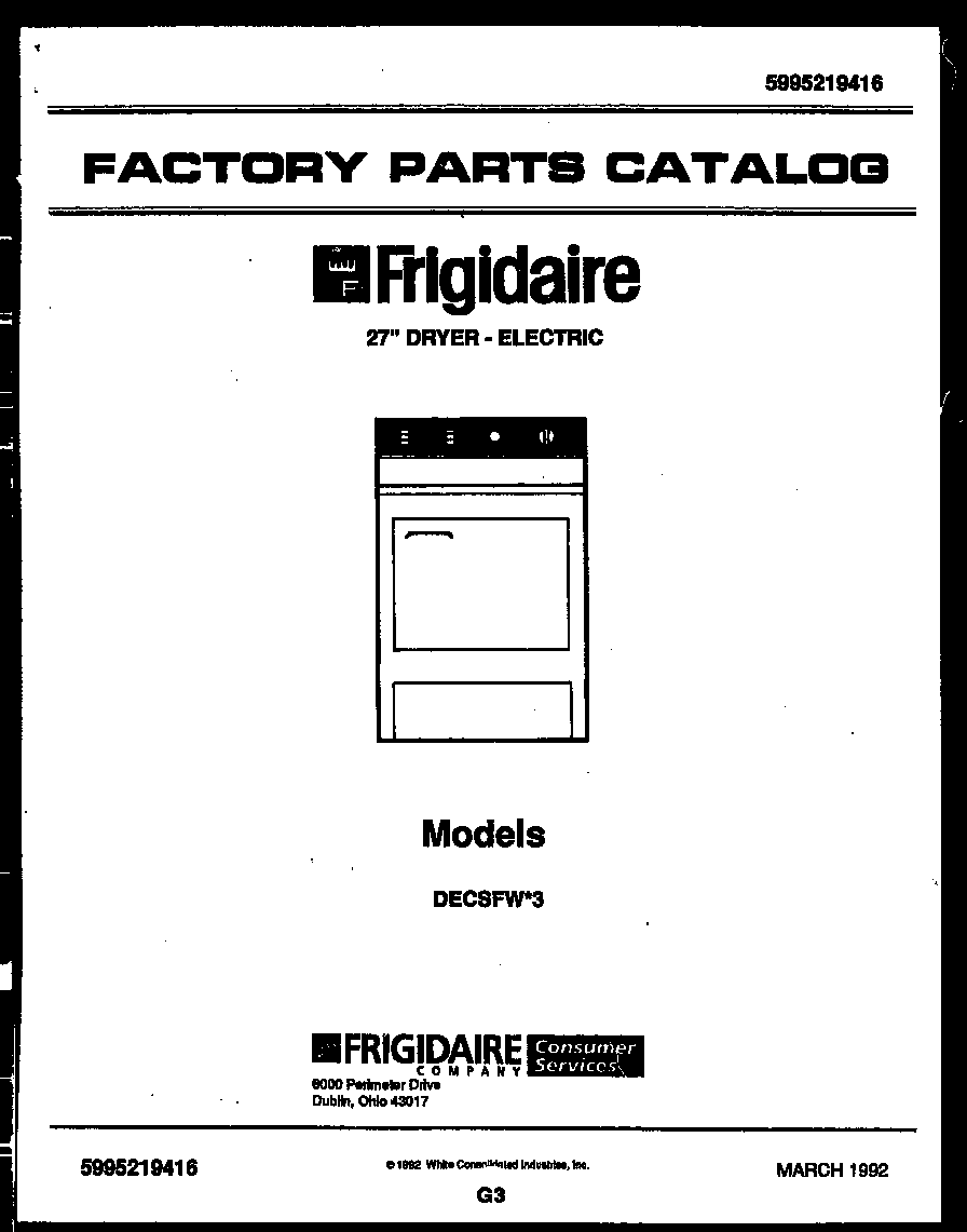 Frigidaire DECSFW3 null diagram