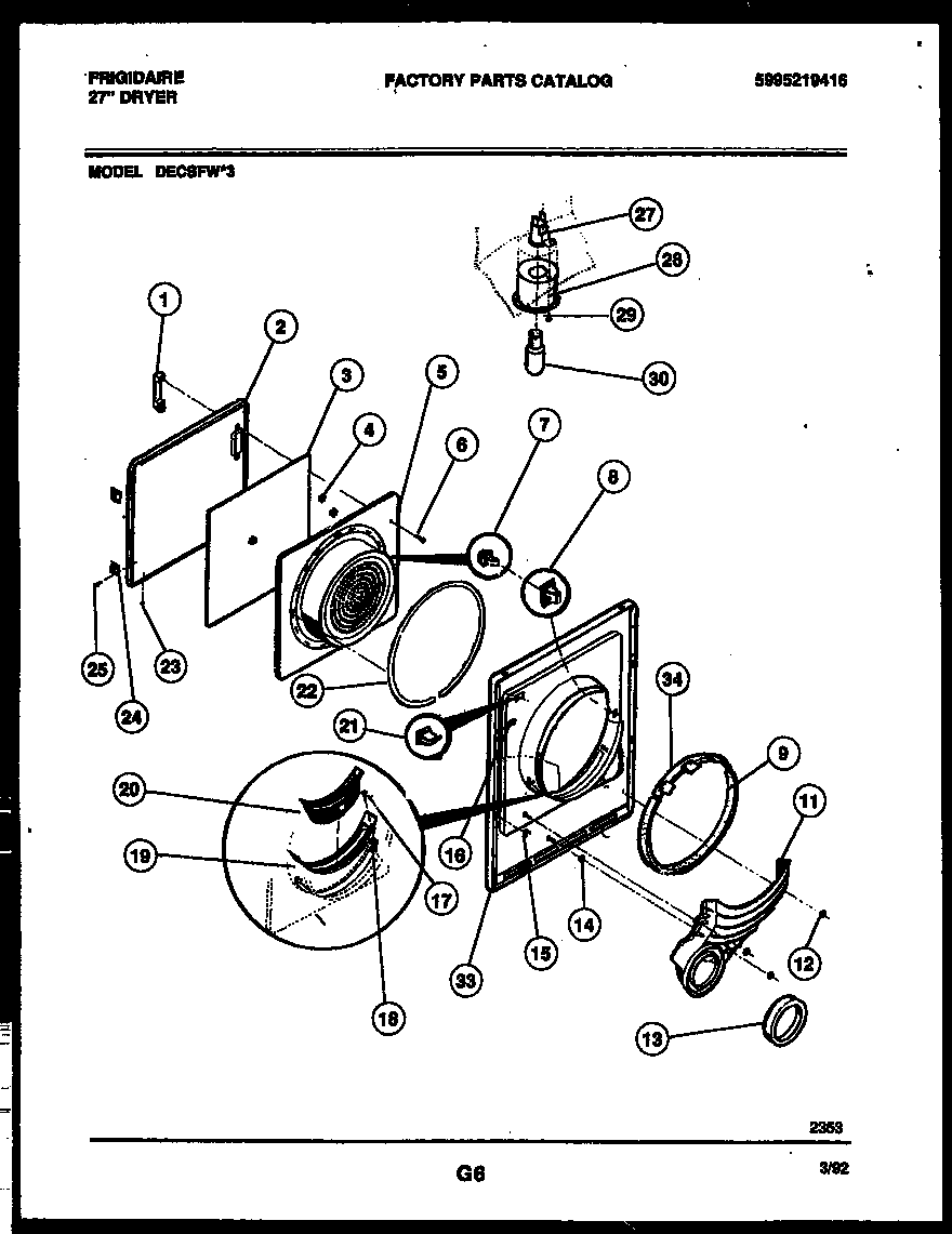 Frigidaire DECSFW3 door parts diagram