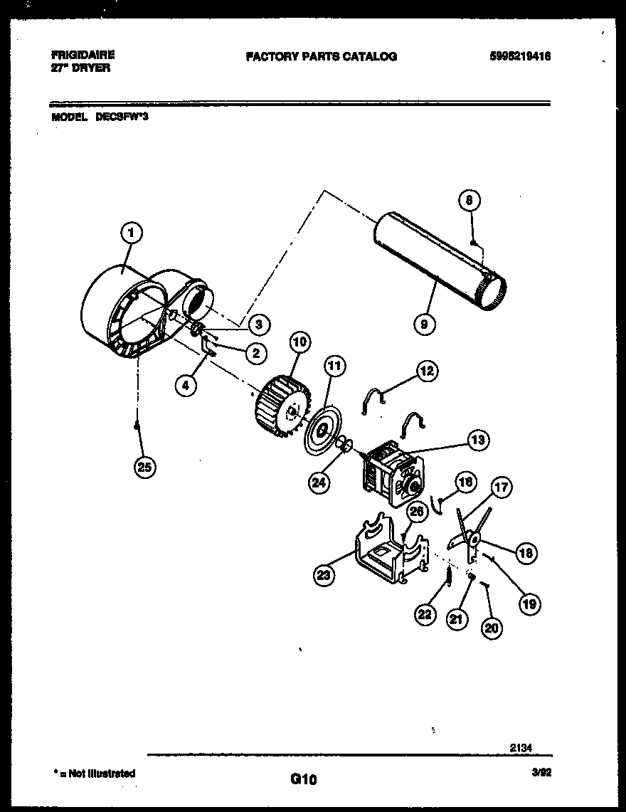 Frigidaire DECSFW3 blower and drive parts diagram
