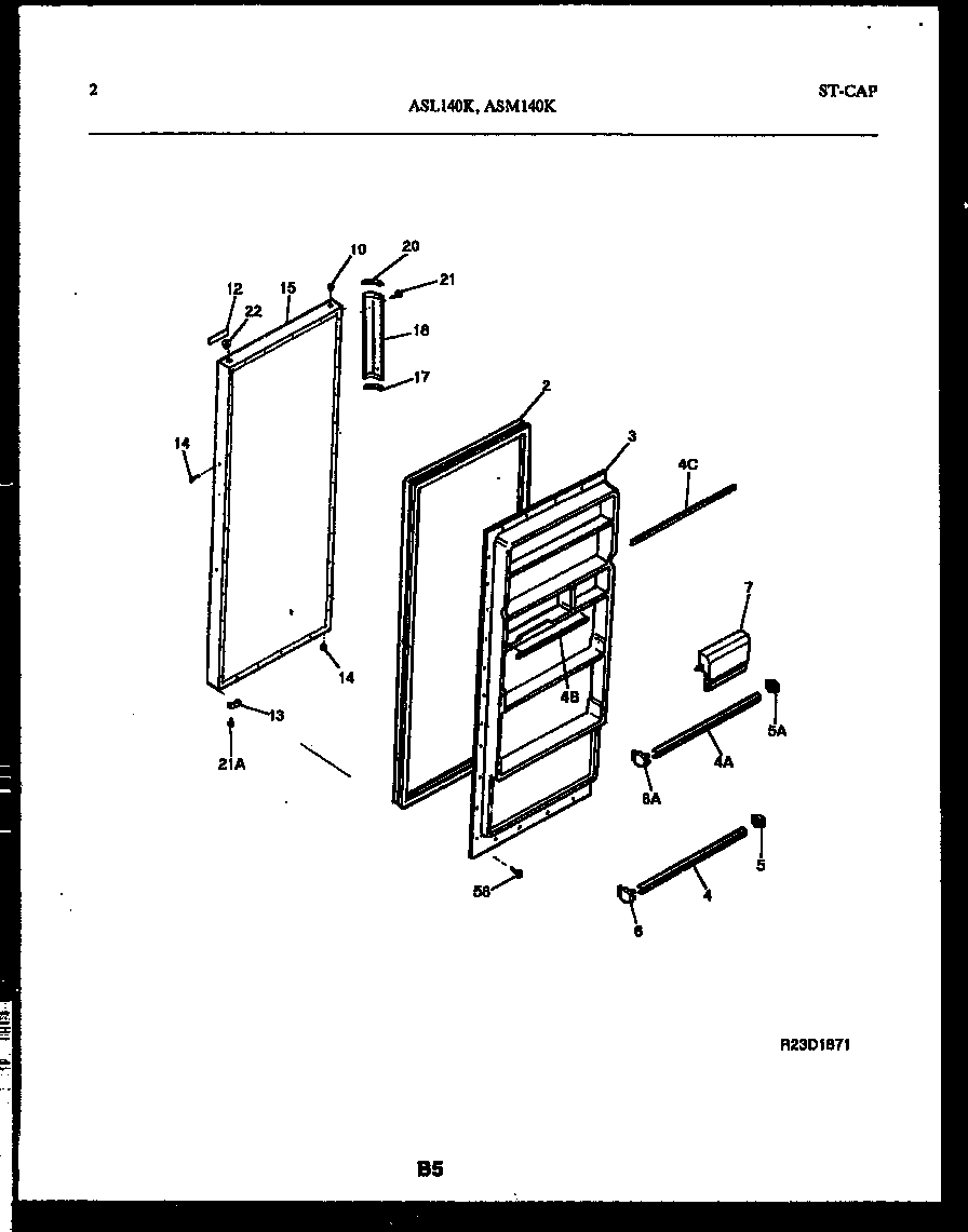 Frigidaire ASL140BK2 door parts diagram