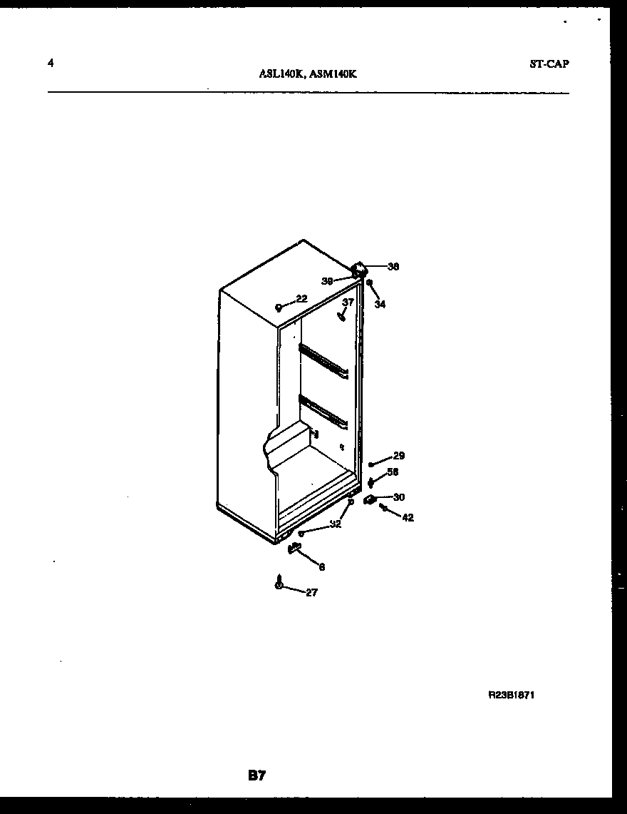 Frigidaire ASL140BK2 cabinet parts diagram