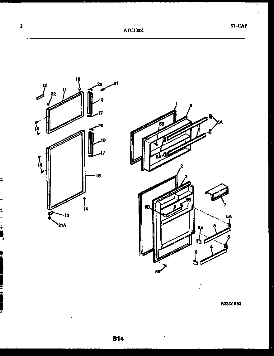 Frigidaire ATC130HK2 door parts diagram